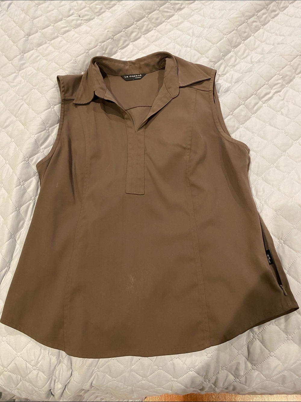 Sleeveless Brown Polo Top